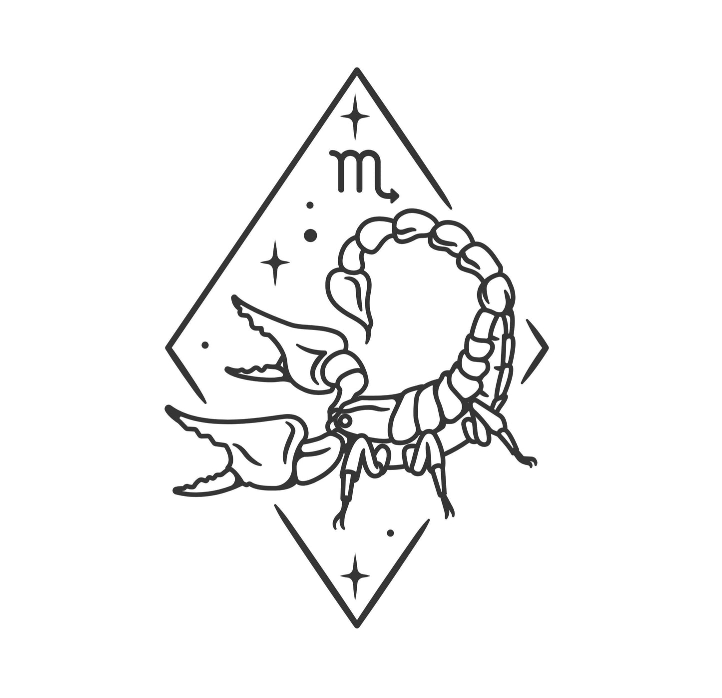 Scorpio Zodiac Art | Instant Downloads in Black & White | PNG, JPG, SVG, eps, dxf | Digital Download