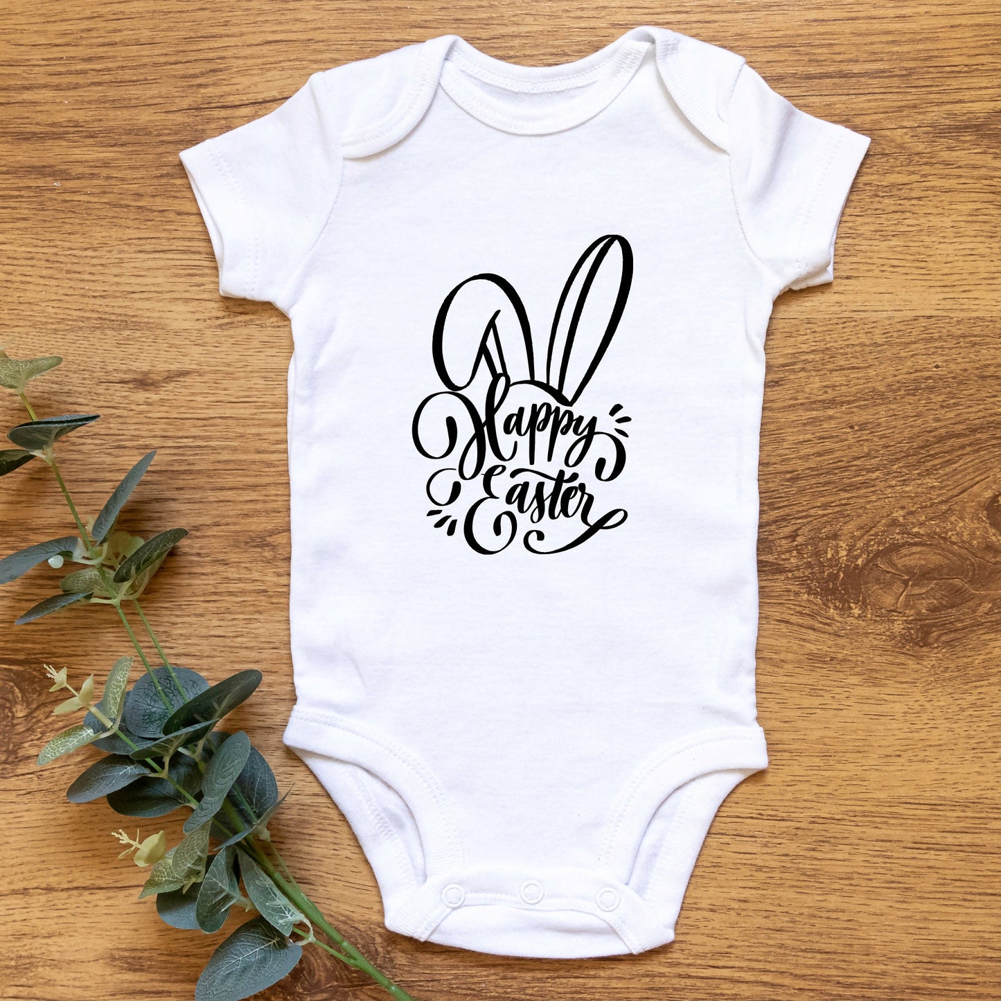 Happy Easter | Spring Bunny Graphic Art | Black and White | Instant Digital Download | PNG, JPG, SVG, eps, dxf