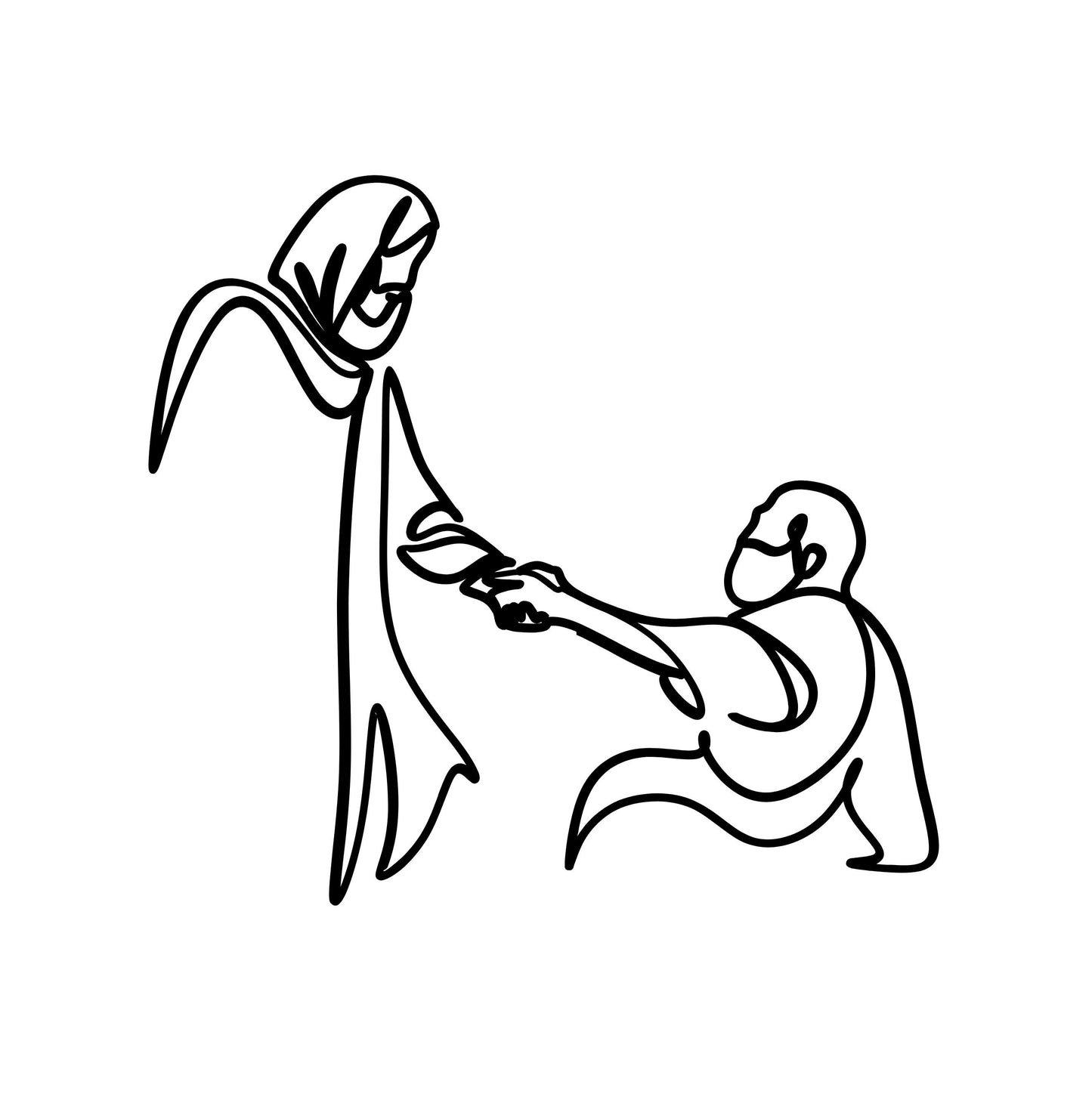 Jesus Heals Leprosy | Christ Miracle Single Line Art | Black and White Instant Digital Download | PNG, JPG, SVG, eps, dxf