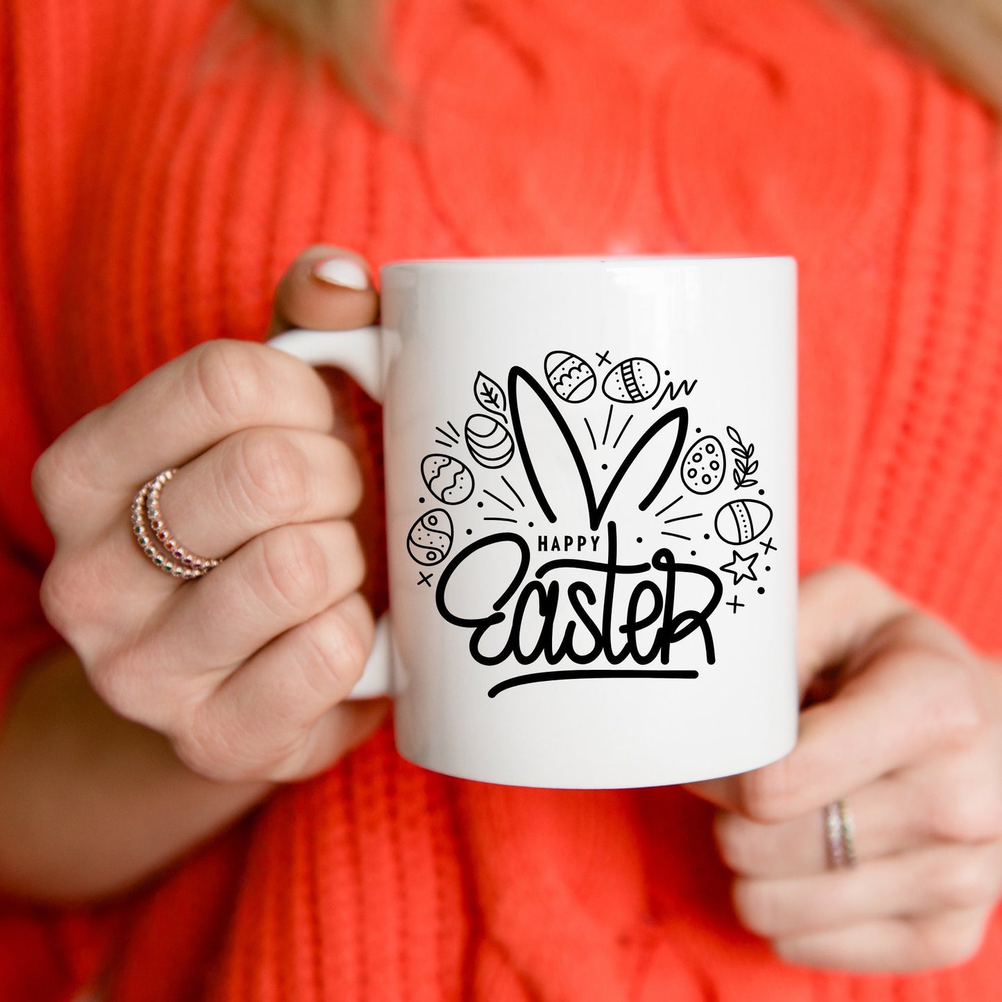 Happy Easter | Spring Bunny Egg Graphic Art | Instant Digital Download | PNG, JPG, SVG, eps, dxf