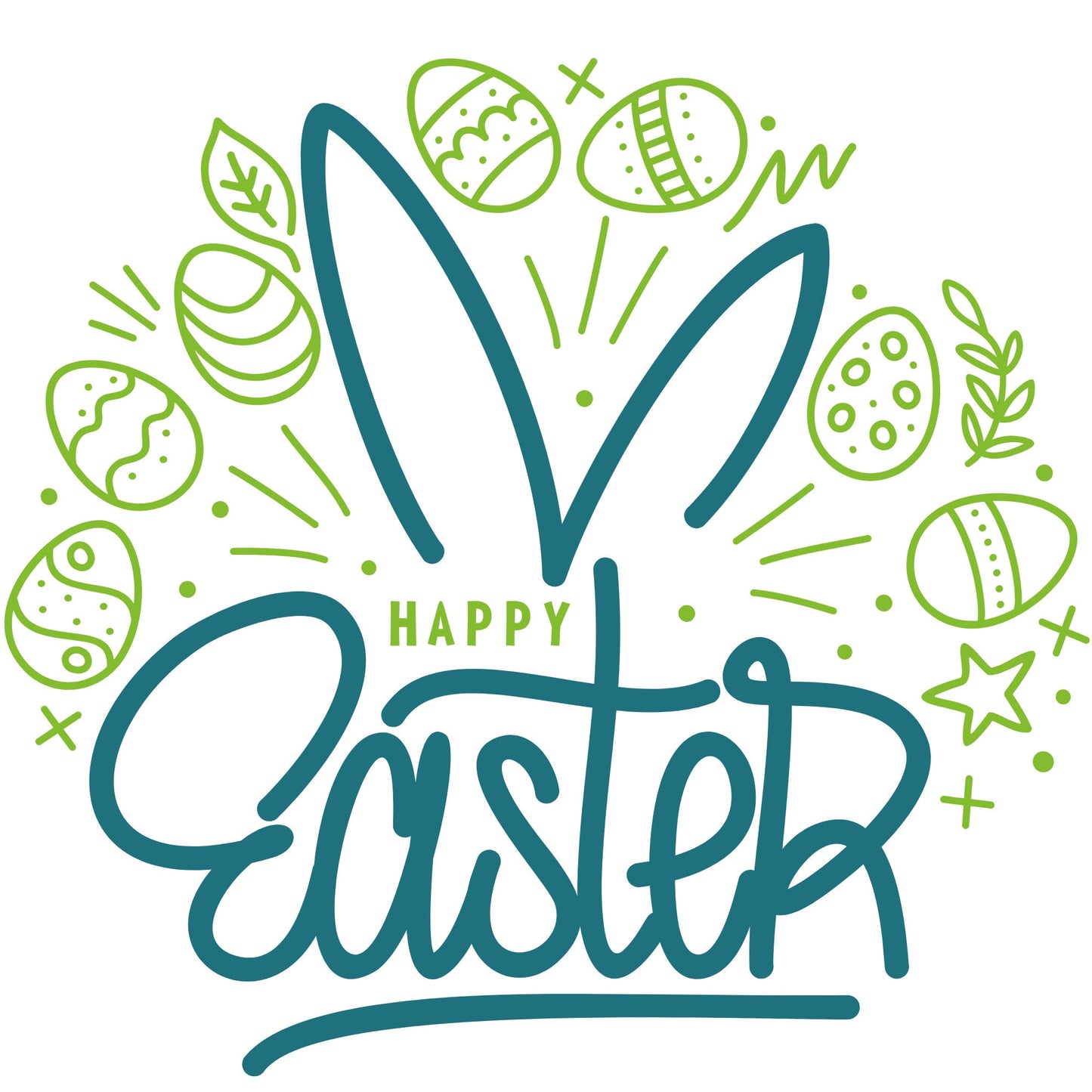 Happy Easter | Spring Bunny Egg Graphic Art | Instant Digital Download | PNG, JPG, SVG, eps, dxf