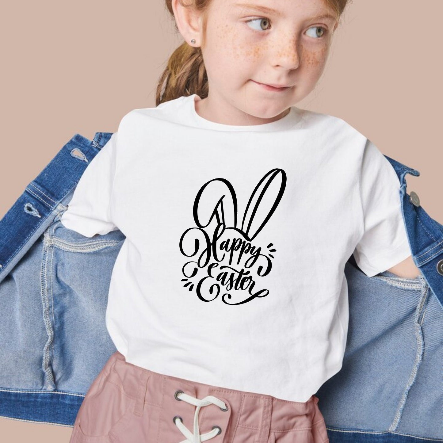 Happy Easter | Spring Bunny Graphic Art | Black and White | Instant Digital Download | PNG, JPG, SVG, eps, dxf