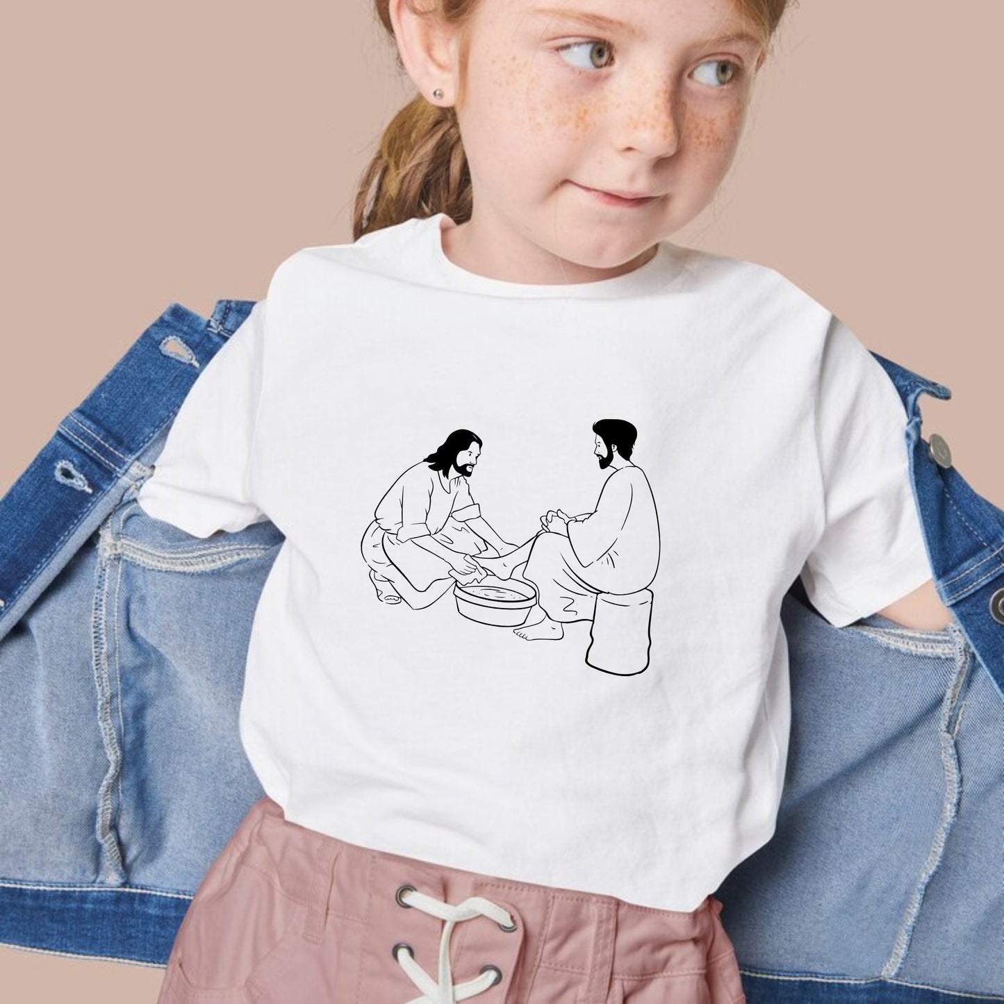 Jesus Washes Disciple's Feet | Christ Single Line Art | Black and White Instant Digital Download | PNG, JPG, SVG, eps, dxf