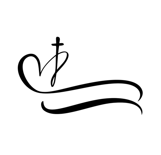 Heart and Cross | Black & White Instant Digital Download | PNG, JPG, SVG, eps, dxf