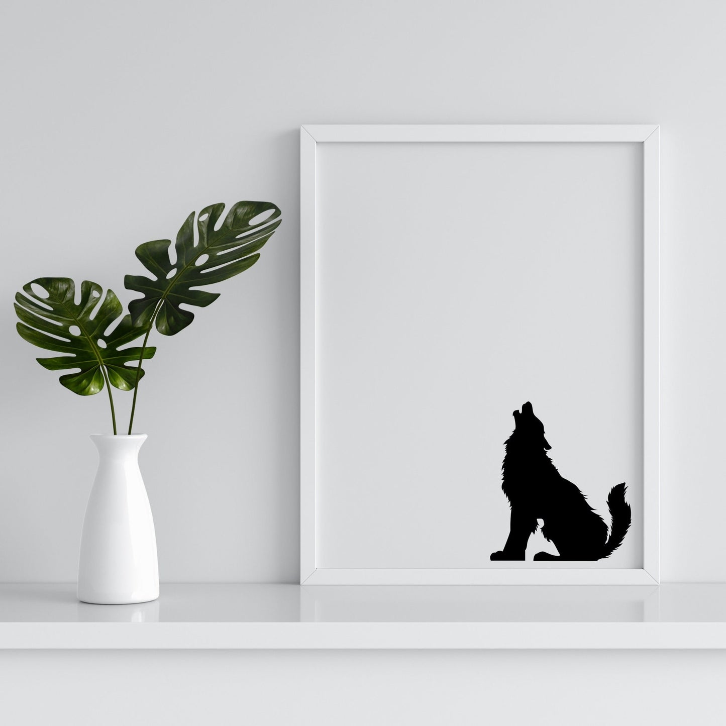 Howling Wolf | Wild Animal Graphic Art | Black and White Instant Digital Download | PNG, JPG, SVG, eps, dxf
