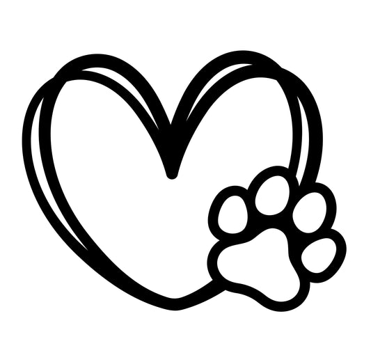 Heart & Paw Print | Puppy Love Graphic Art | Black and White Instant Digital Download | PNG, JPG, SVG, eps, dxf