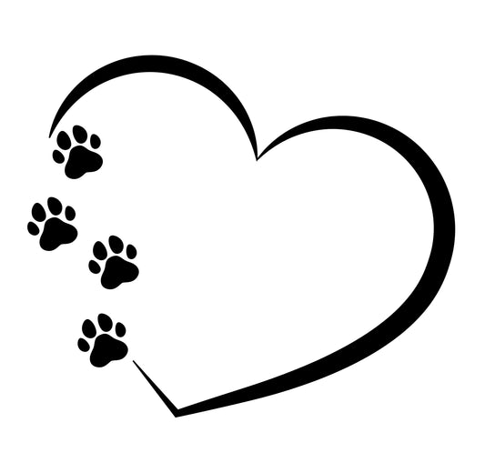 Heart and Paw Prints | Puppy Dog Love Graphic Art | Black and White Instant Digital Download | PNG, JPG, SVG, eps, dxf