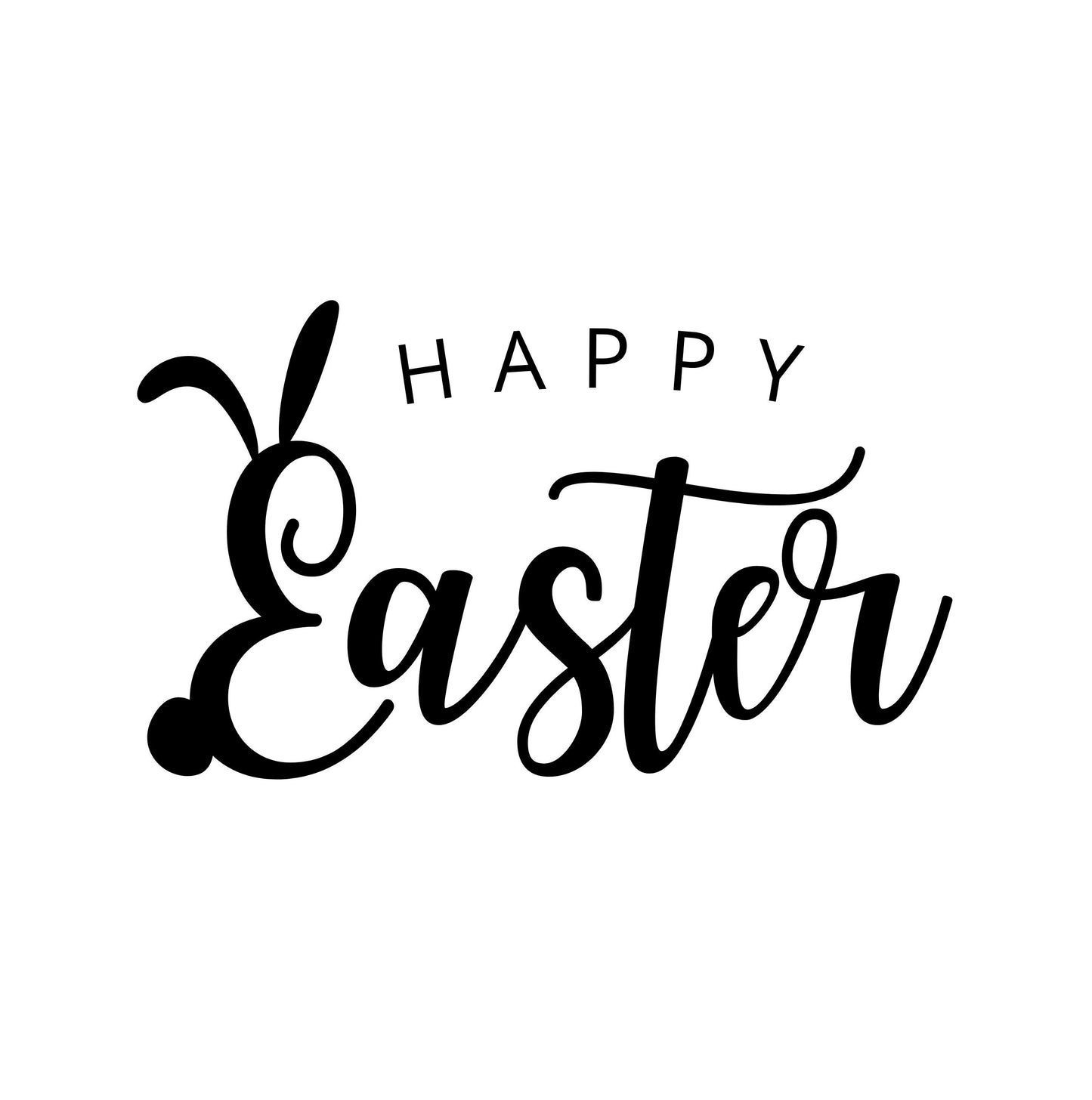 Happy Easter | Spring Bunny Graphic Art | Black, White, Color | Instant Digital Download | PNG, JPG, SVG, eps, dxf