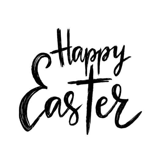 Happy Easter Greeting | Spring Graphic Art | Black and White | Instant Digital Download | PNG, JPG, SVG, eps, dxf