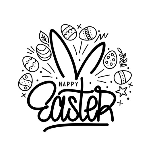 Happy Easter | Spring Bunny Egg Graphic Art | Instant Digital Download | PNG, JPG, SVG, eps, dxf
