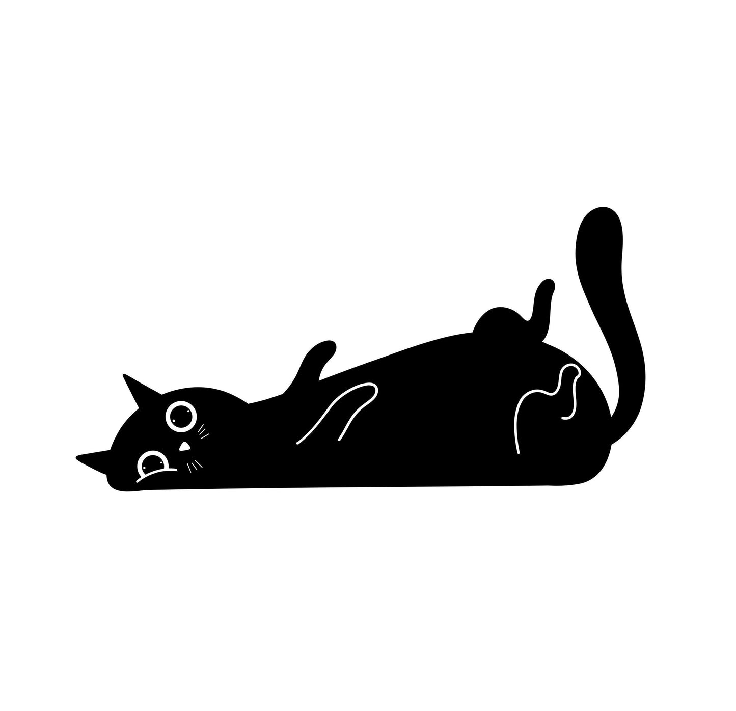 Cute Squishy Cat | Graphic Design | Black & White Digital Download | PNG, JPG, SVG, eps, dxf