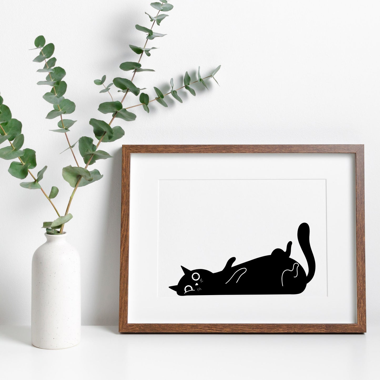 Cute Squishy Cat | Graphic Design | Black & White Digital Download | PNG, JPG, SVG, eps, dxf