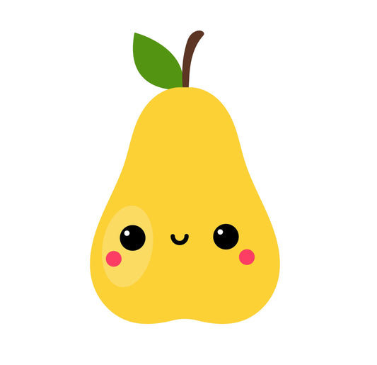 Happy Pear | Cute Fruit | Cartoon Clipart | Digital Download | PNG, JPG, SVG, eps, dxf